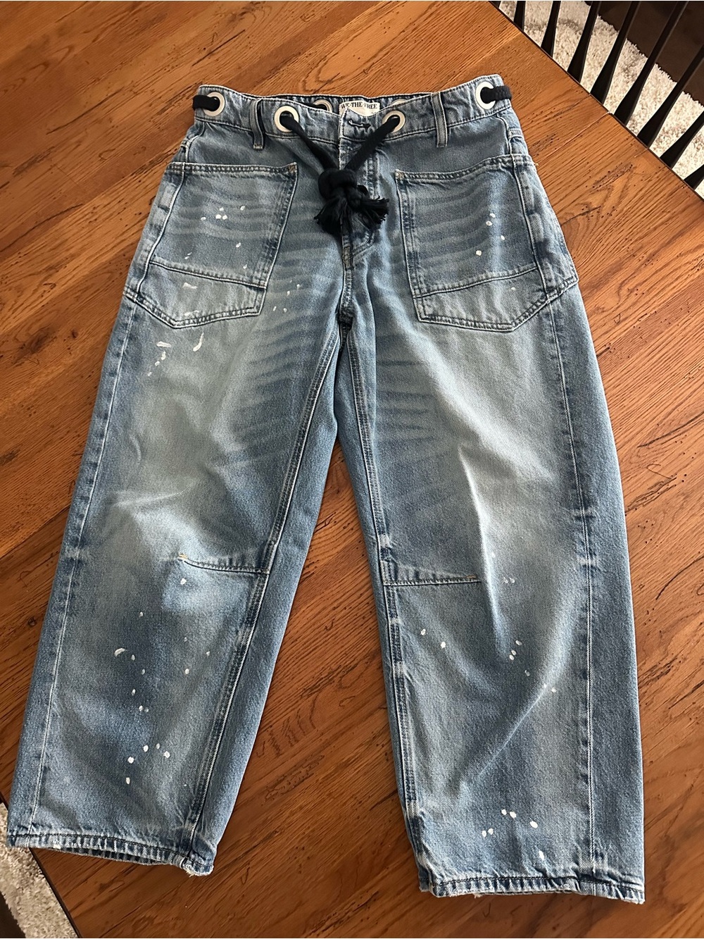 Free People We The Free Moxie Liw Slung Pull On Barrel Jeans in Timeless Blue 29 - Picture 2 of 8